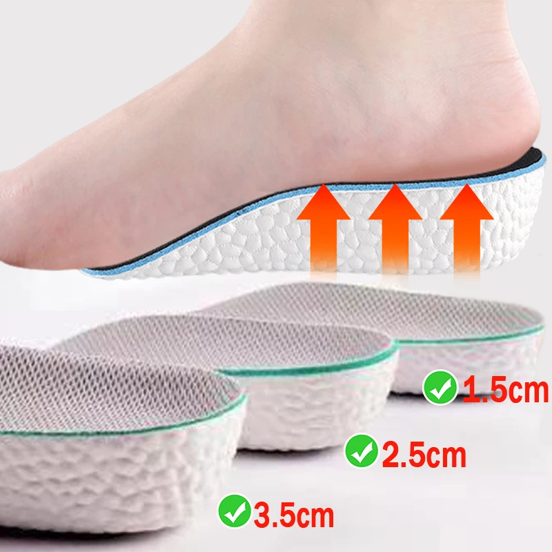 Height Increase Insoles for Men Women Shoes Memory Foam Flat Feet Arch Support Orthopedic Insoles Sneakers Heel Lift Shoe Pads