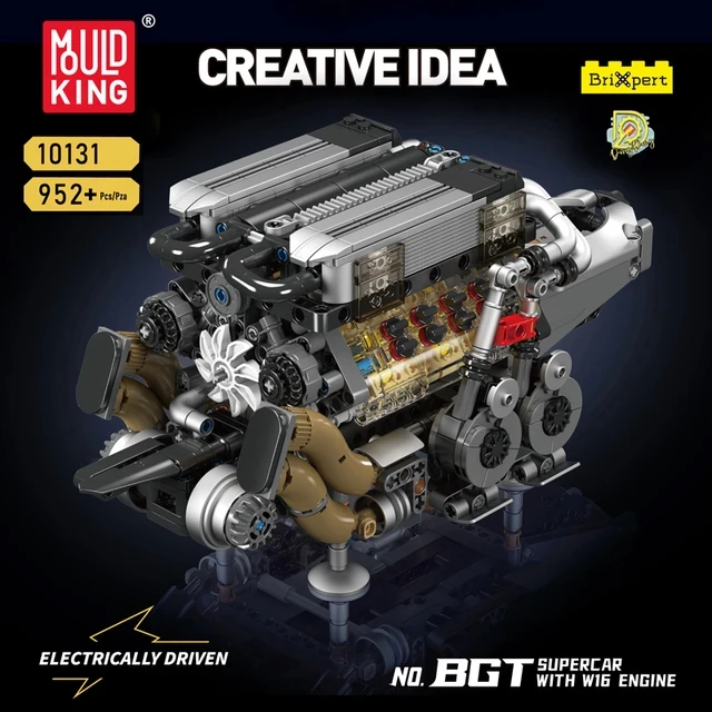 MOULD KING 10131 Technology Automobile Engine the Super Car's W16 Engine Building Blocks Set Collectible Gift