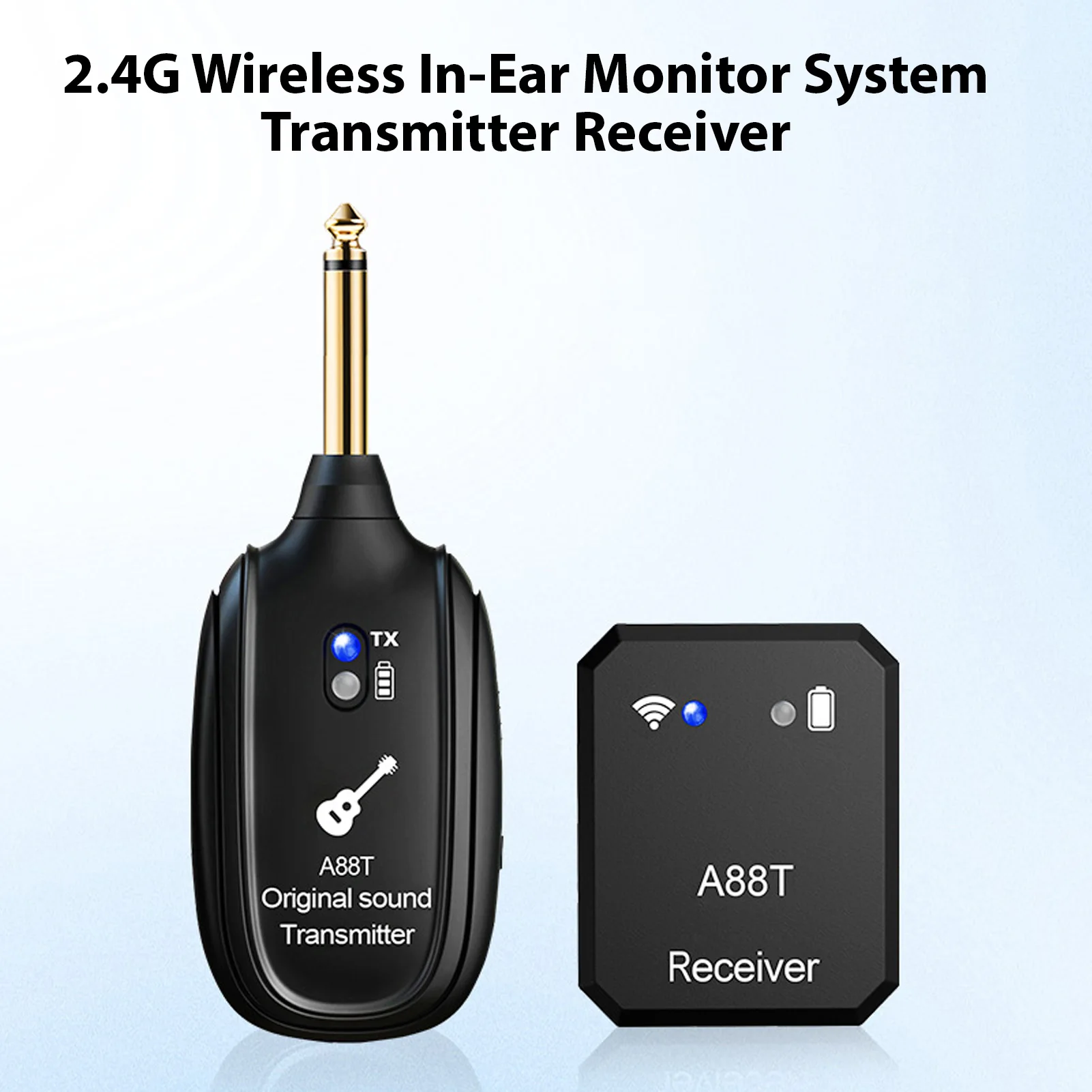 

2.4G Wireless In-Ear Monitor System Transmitter Receiver Set Automatic Pairing Plug and Play Low Latency Rechargeable Battery