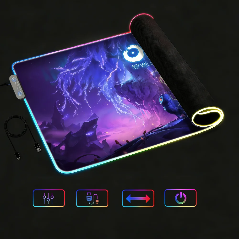 

Game O-Ori and the Will of the Wisps Mouse Pad Waterproof RGB LED Light Colorful Game Keyboard Non-slip Cover Desk-mat Surface