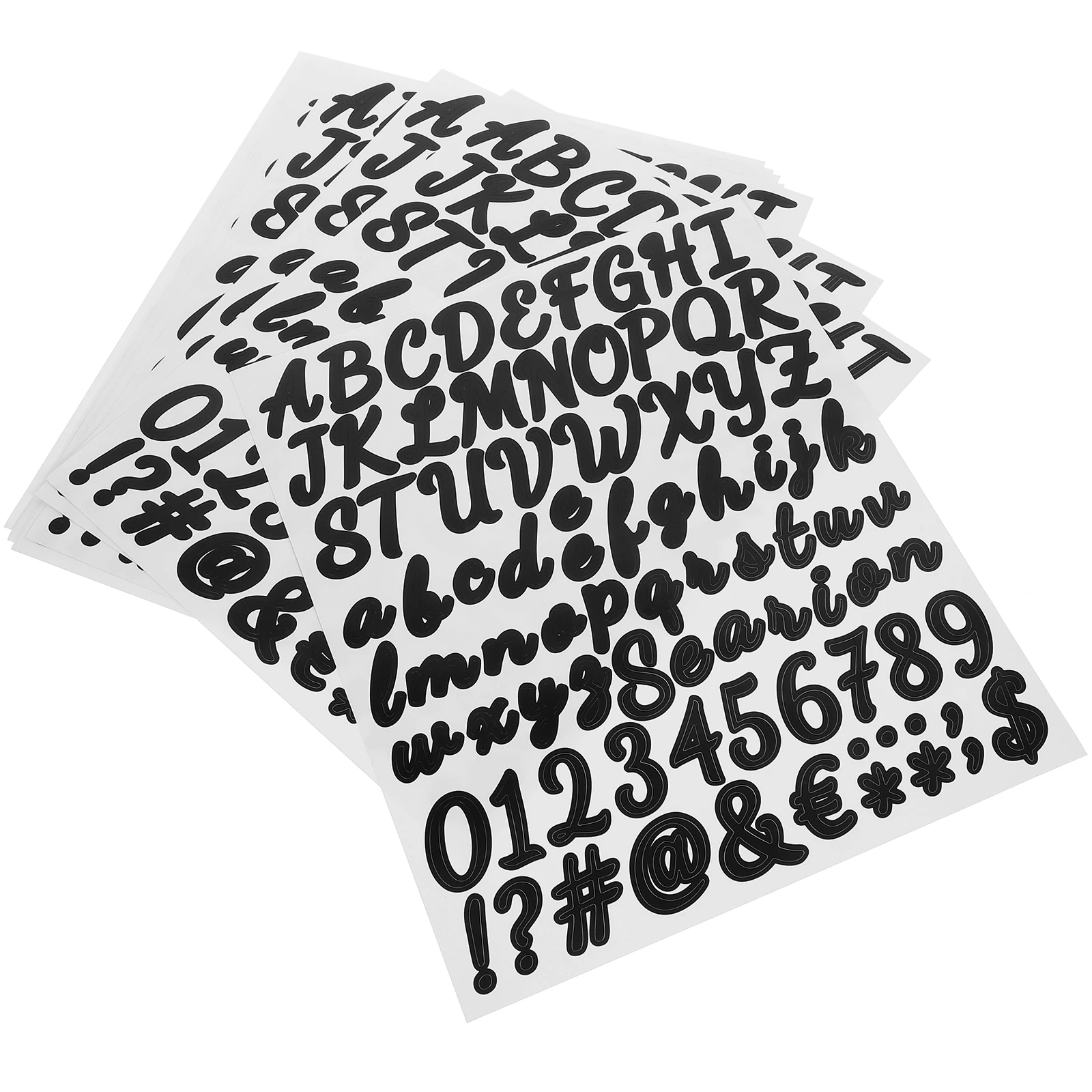 

10 Sheets Handwritten Calligraphy Stickers Black Letters Numbers for Water Bottles Phone Cases DIY Crafts Scrapbooking Alphabet