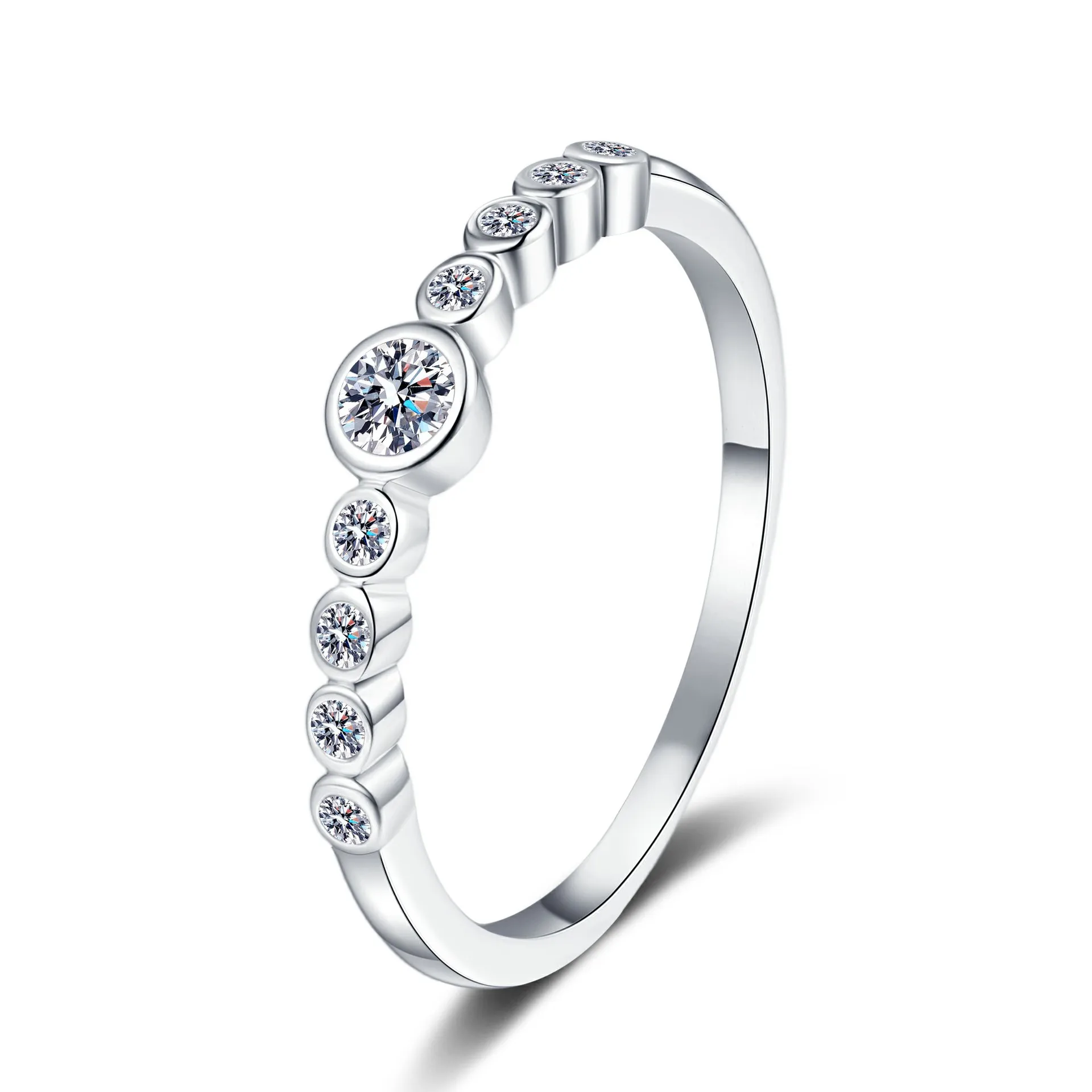 Light Luxury Texture Bubble Ring 0.22ct Women Moissanite PT950 Platinum Skin-friendly & Comfortable
