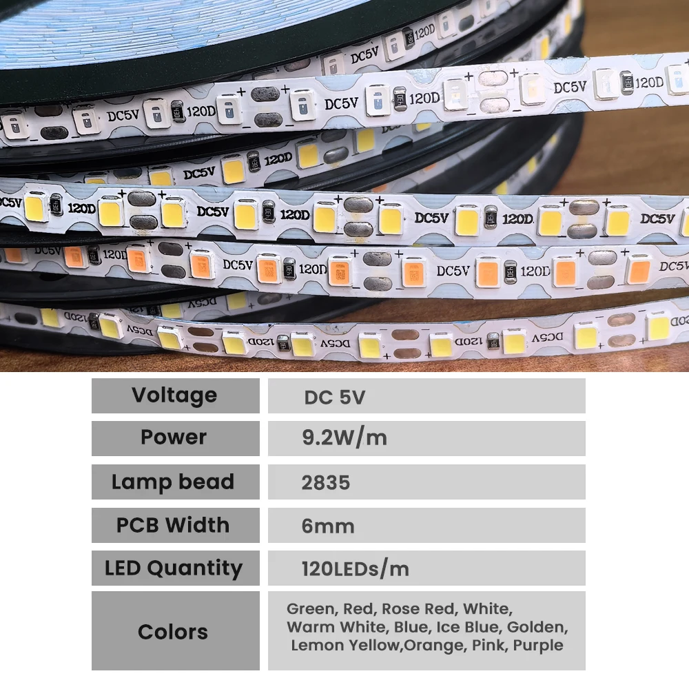 10m 20m DC5V S Shape LED Strip 2835 SMD 6mm 120LED/m Flexible Foldable For Separation Neon Light DIY Neon Sign Letter 12Colors