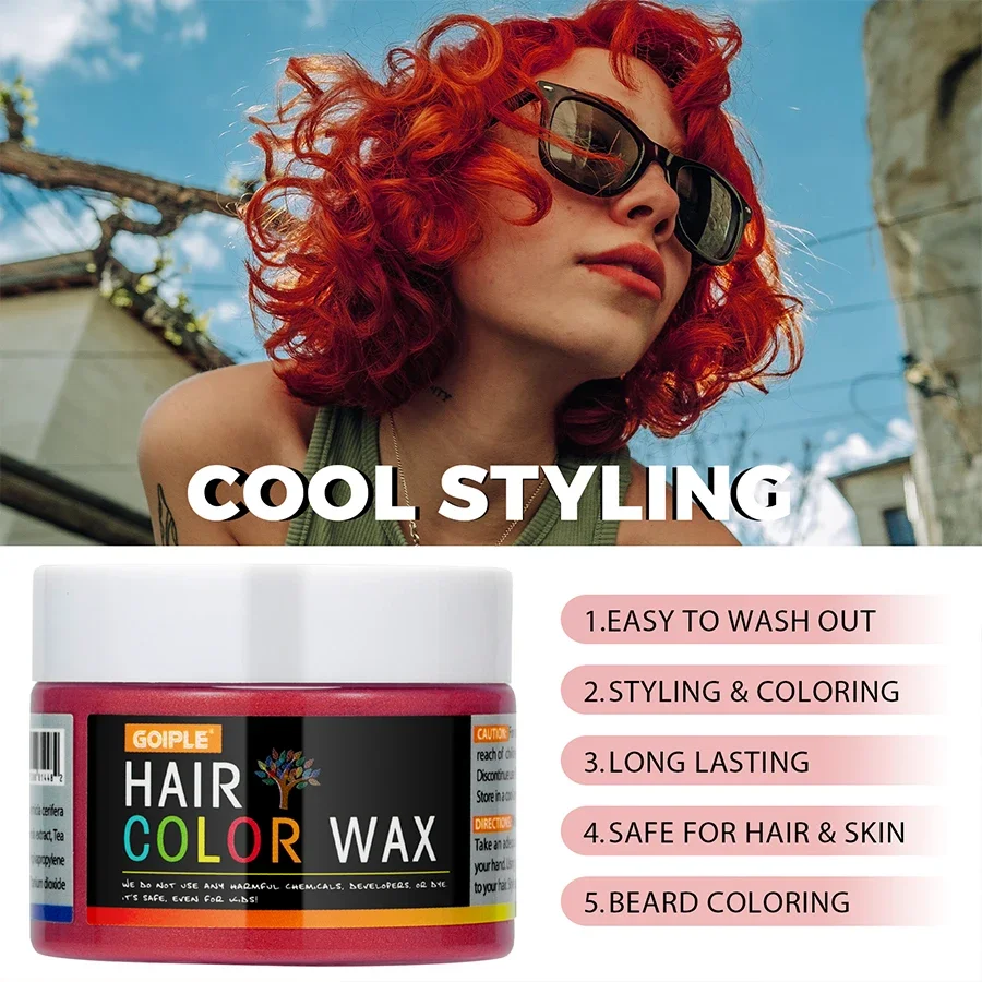 Valentine\'s Day Hair Color Wax for Men & Women Hair Clay Fashion One-Time Temporary Styling Dye Cream Easy Wash Hair Beard Color
