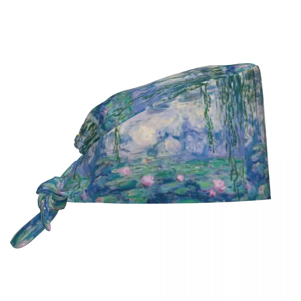 Water Lilies Claude Monet Fine Art French Painter Art Scrub Hat Doctor Working Surgical Cap Adjustable Nursing Caps for Dentist