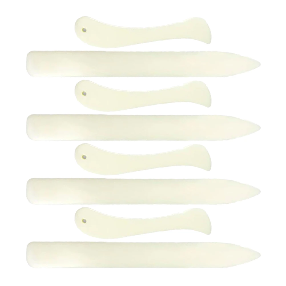 

8pcs Bone Folder Tool: Abs Simulated Bone Material Ergonomic Design For Paper Fabric Creasing Straight Curved Styles