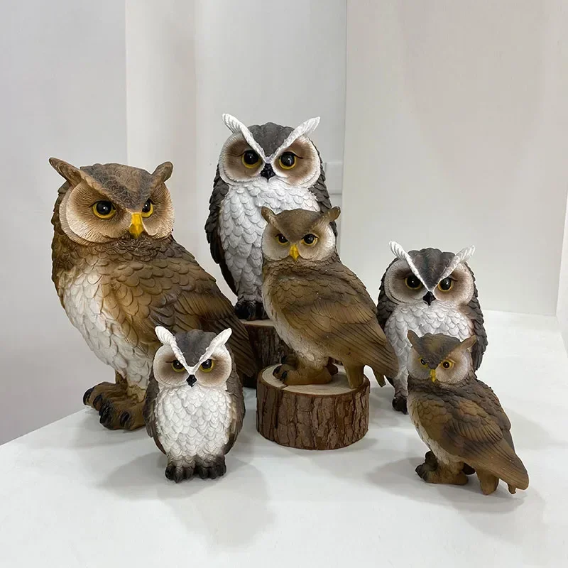 Resin Bionic Owl Ornaments Outdoor Porch Decorative Figurines for Portico Courtyard Animal Item Garden Sculpture Gift