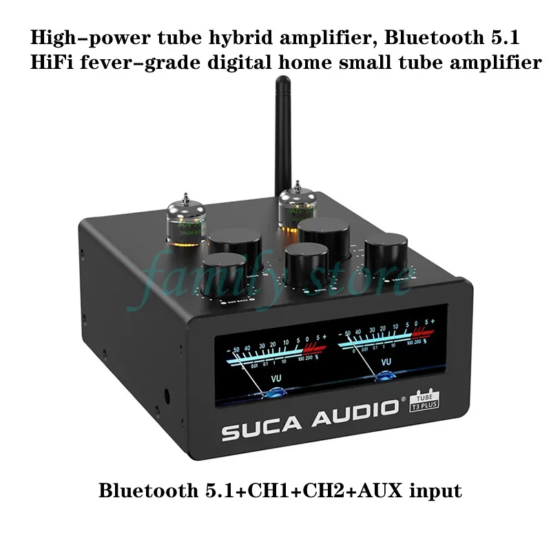 300W*2 high-power tube hybrid amplifier, Bluetooth 5.1, AUX input HiFi enthusiast-grade home digital amplifier