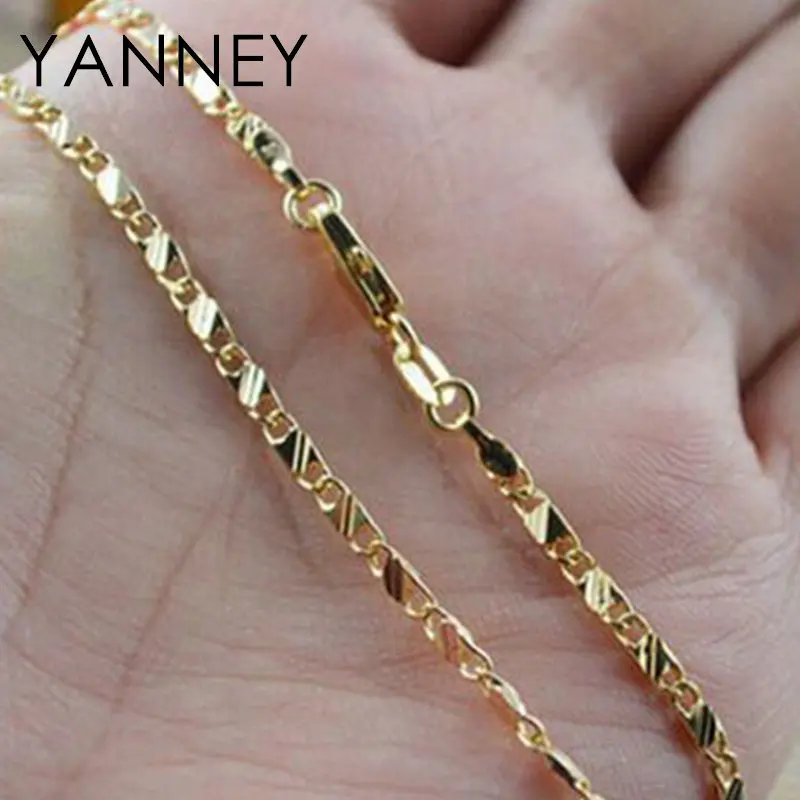 925 Sterling Silver 2MM 16-30 cali złoty/srebrny delikatny łańcuszek naszyjnik dla kobiet mężczyzn moda naszyjnik ślubny biżuteria akcesoria