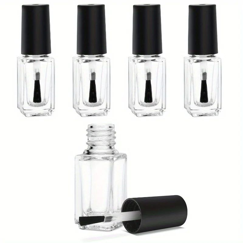 5PCS Empty Nail Polish Bottles Clear Glass Refillable Bottles Container with Brush Cap & Funnel for Nail Art (5ML) Wholesale