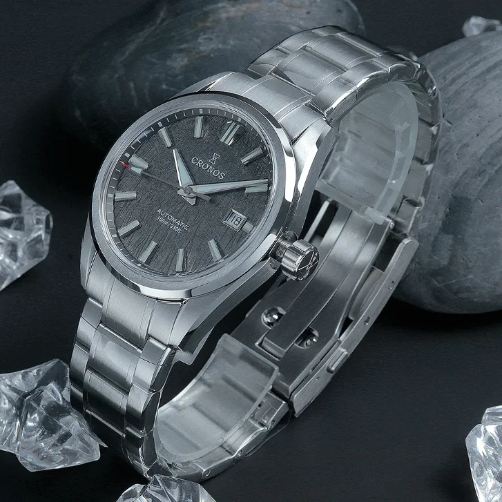 

CRONOS Мужские автоматические часы 39 мм Механические наручные часы с сапфировым стеклом для дайвера 10ATM Водонепроницаемые BGW-9 Светящаяся микрорегулируемая застежка