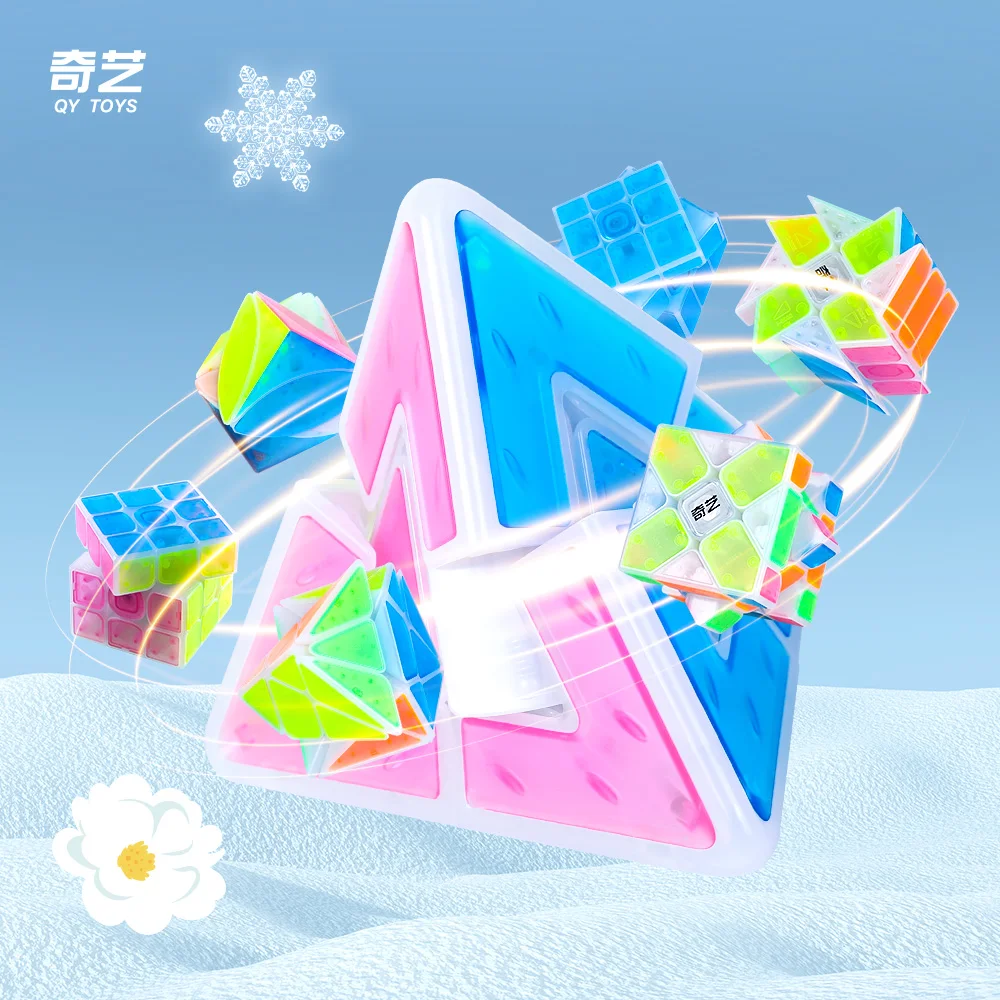 Qiyi cubo âmbar de gelo 3x3 eixo hera espelho 3x3 moinho de vento pescador cubo de velocidade mágica magnética qiyi gelo 3x3