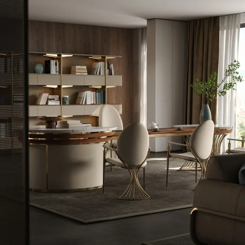 Villa tea room series reception furniture light luxury tea table solid wood tea table and chair combination