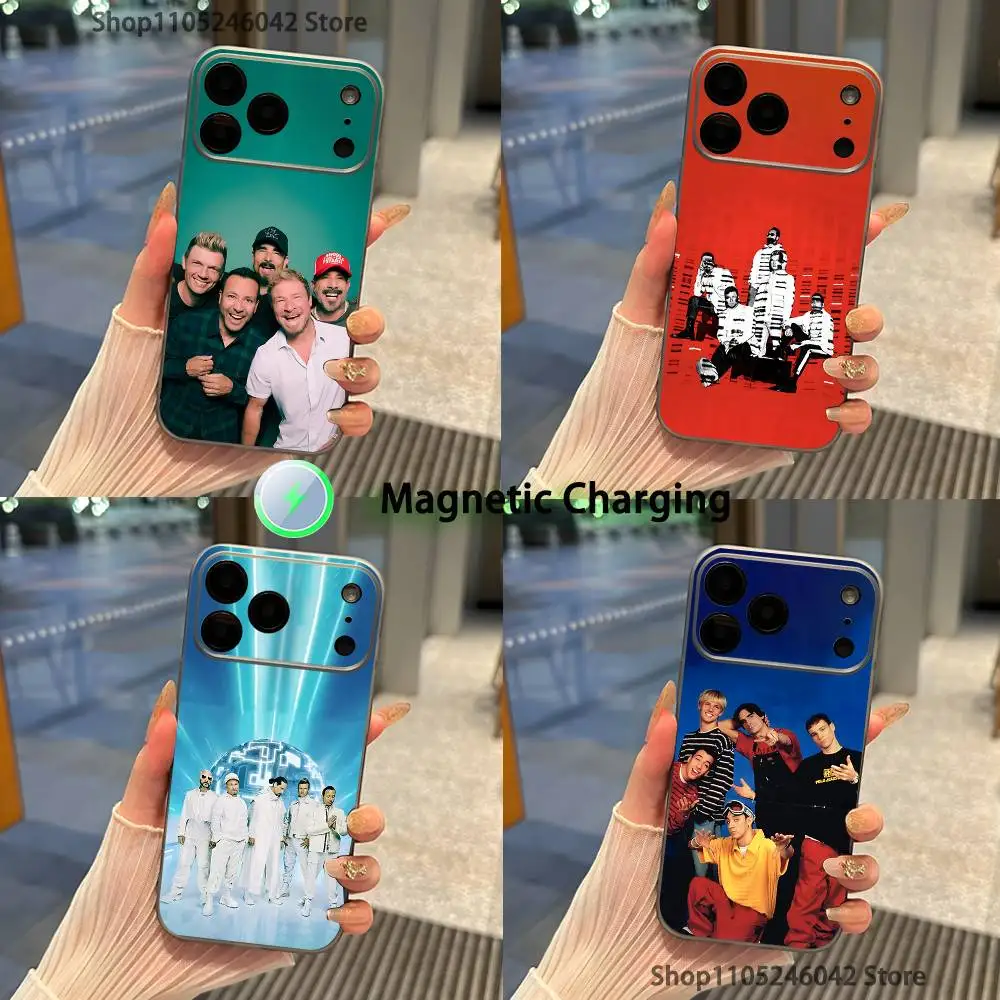

B-Backstreet Boys BSB For iPhone 17,16,15,14,13,12,11,Pro,Max,Plus Magnetic Wireless Charging Transparent gray Phone Case