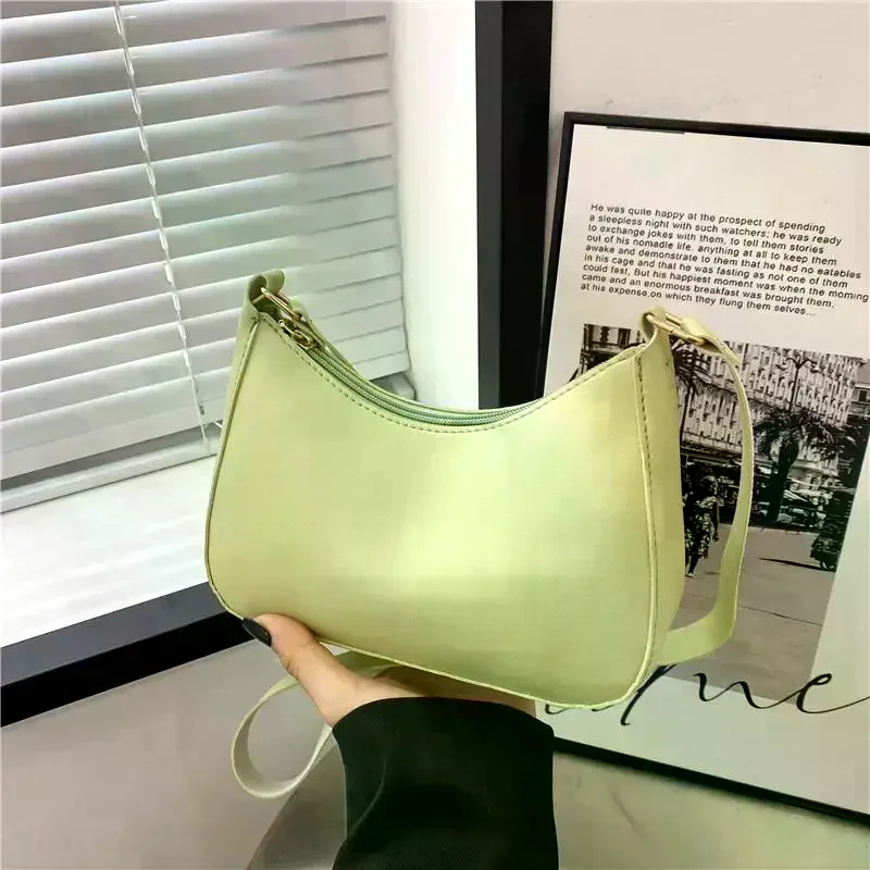 

Women's Fashion Handbags Retro Solid Color PU Leather Shoulder Underarm Bag Casual Women Hobos Handbags