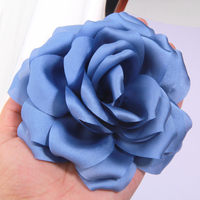 2Pcs 14cm Chiffon Organza Fabric Rose Flowers Wedding Dress Girls Clothing Headwear Decoration DIY for Hair Headbands Accessory