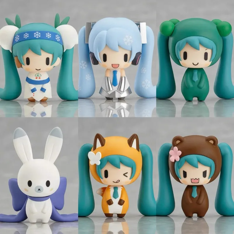 

6pcs/set Anime Hatsune Miku Snow Miku Q version Kawaii Figure PVC Model Toys Doll Ornament Gifts