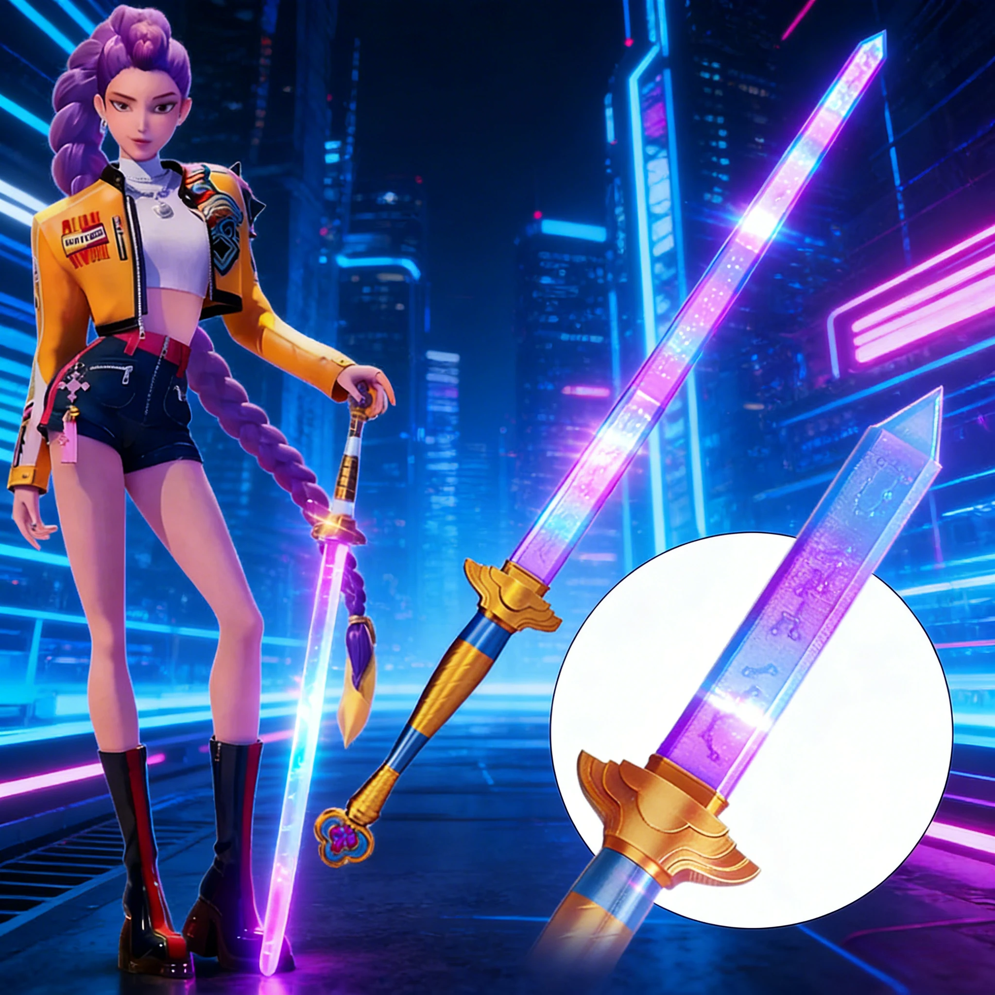 Demon Hunter Spada Rumi Cosplay di alta qualità con abiti simboli Prop Scalabile Spada lunga viola Accessori Gioco di ruolo Prop Regalo