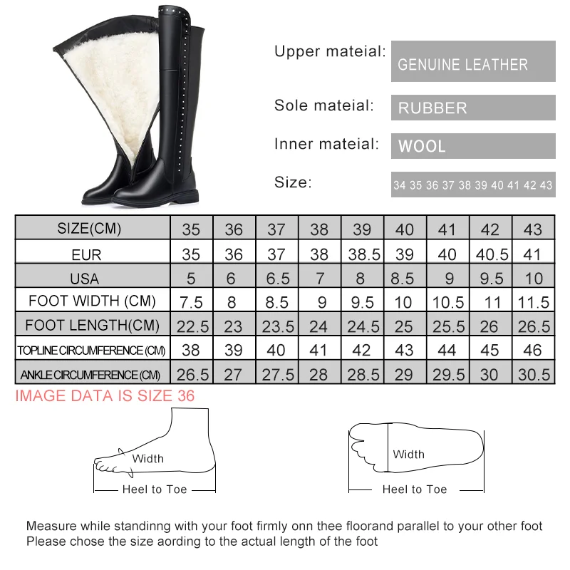 AIYUQI Womens Knee High Boots Winter 2024 New Genuine Leather Women Thigh High Boots Plus Size Wool Warm Women\'s High Boots