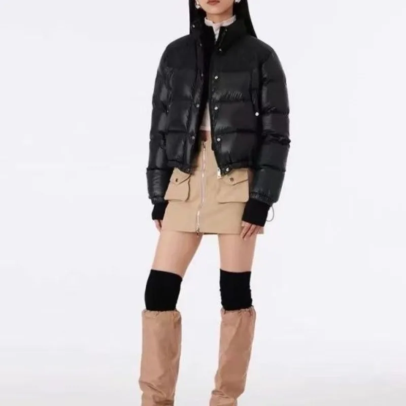 أوروبا الأمريكية قصيرة المرقعة أسفل سترة جديدة بطة أسفل الوقوف طوق الخبز معاطف الشتاء النساء الدافئة الخفيفة العصرية الشارع الشهير #2