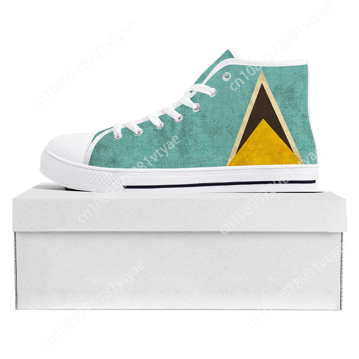 Saint Lucia Flag High Top High Quality Sneakers Mens Womens Teenager Canvas Sneaker Saint Lucia Casual Couple Shoes Custom Shoe