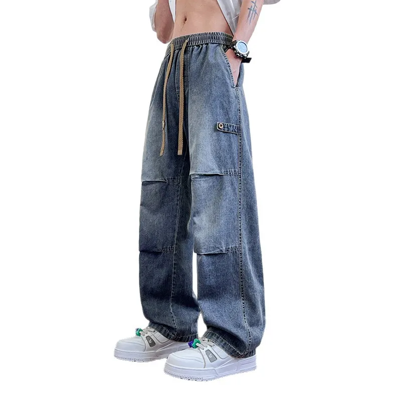 Jeans Men's High Street Loose Teen Casual Straight Overalls Men's Clothing