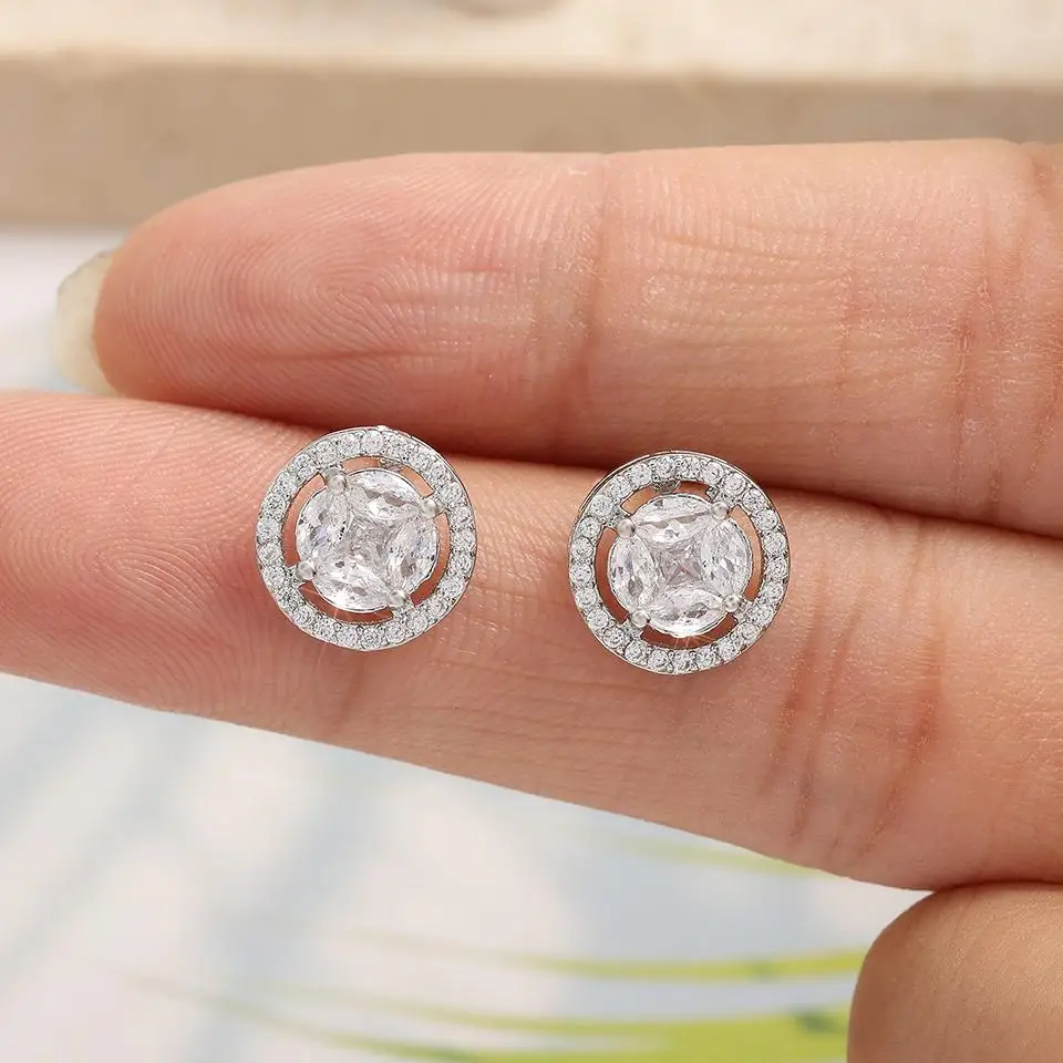 ZAKOL Round Shape Hollow Micro-insert Zircon Women's Stud Earrings Exquisite Small Fashion Versatile Birthday Party Jewelry Gift