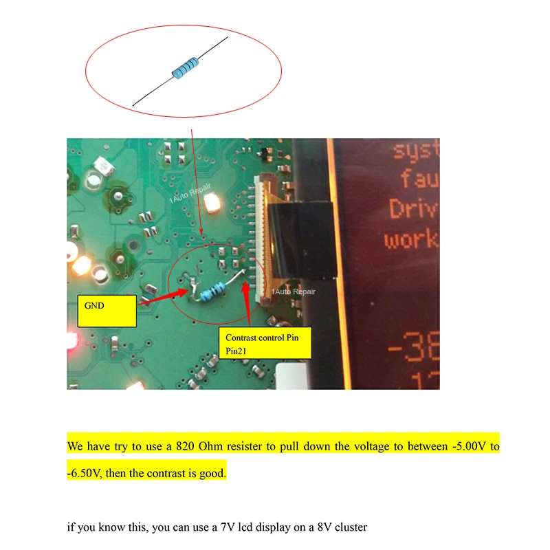 Für Mercedes A B Klasse W169 W245 7V Instrumentencluster LCD-Display 97,5x50mm A1695400448 0263643242 – Detail 4