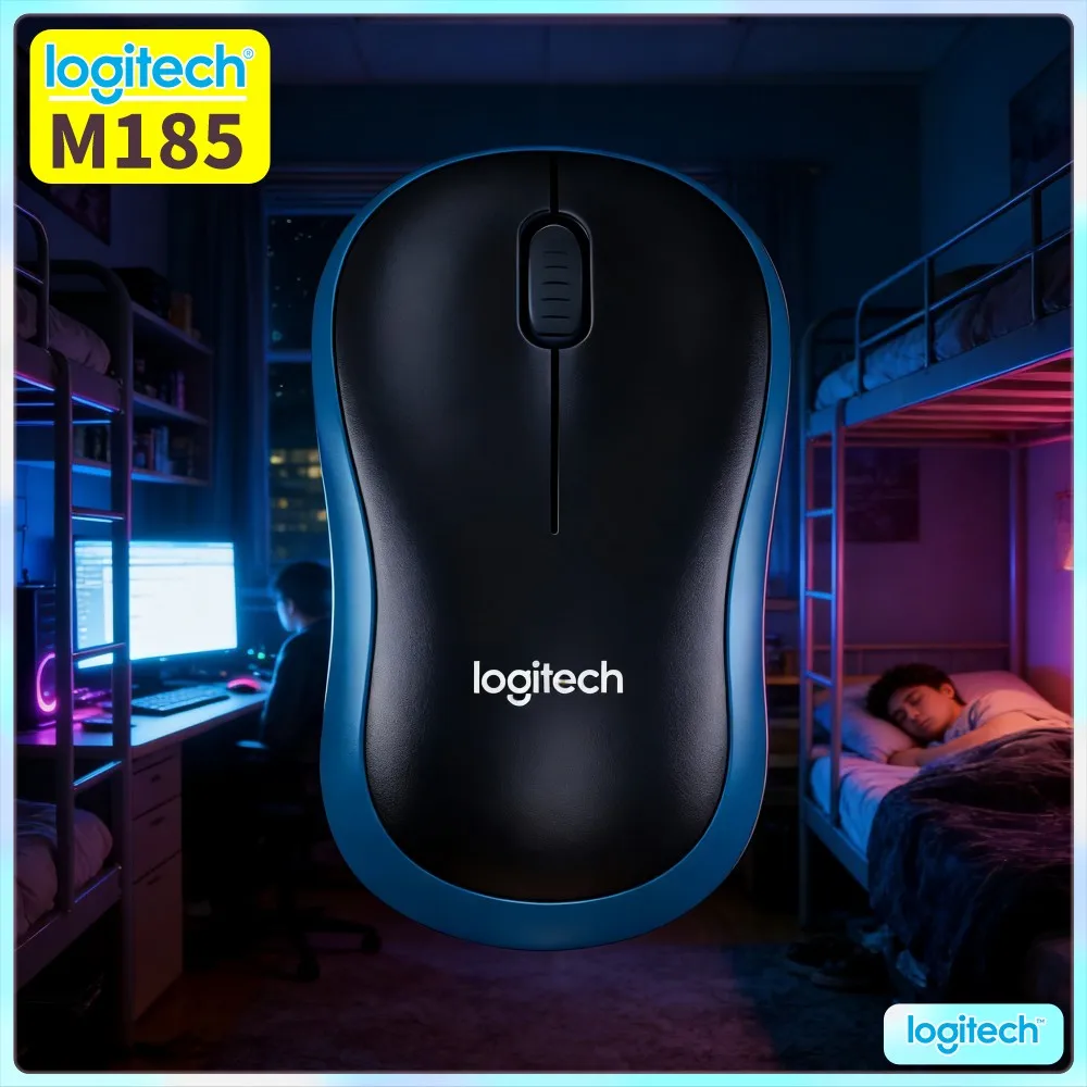 Logitech M185 Long-Battery Wireless Mouse 12-Month Life 1 AA Battery Included 2.4Ghz 10M Range 1000 DPI Tracking Office Tool