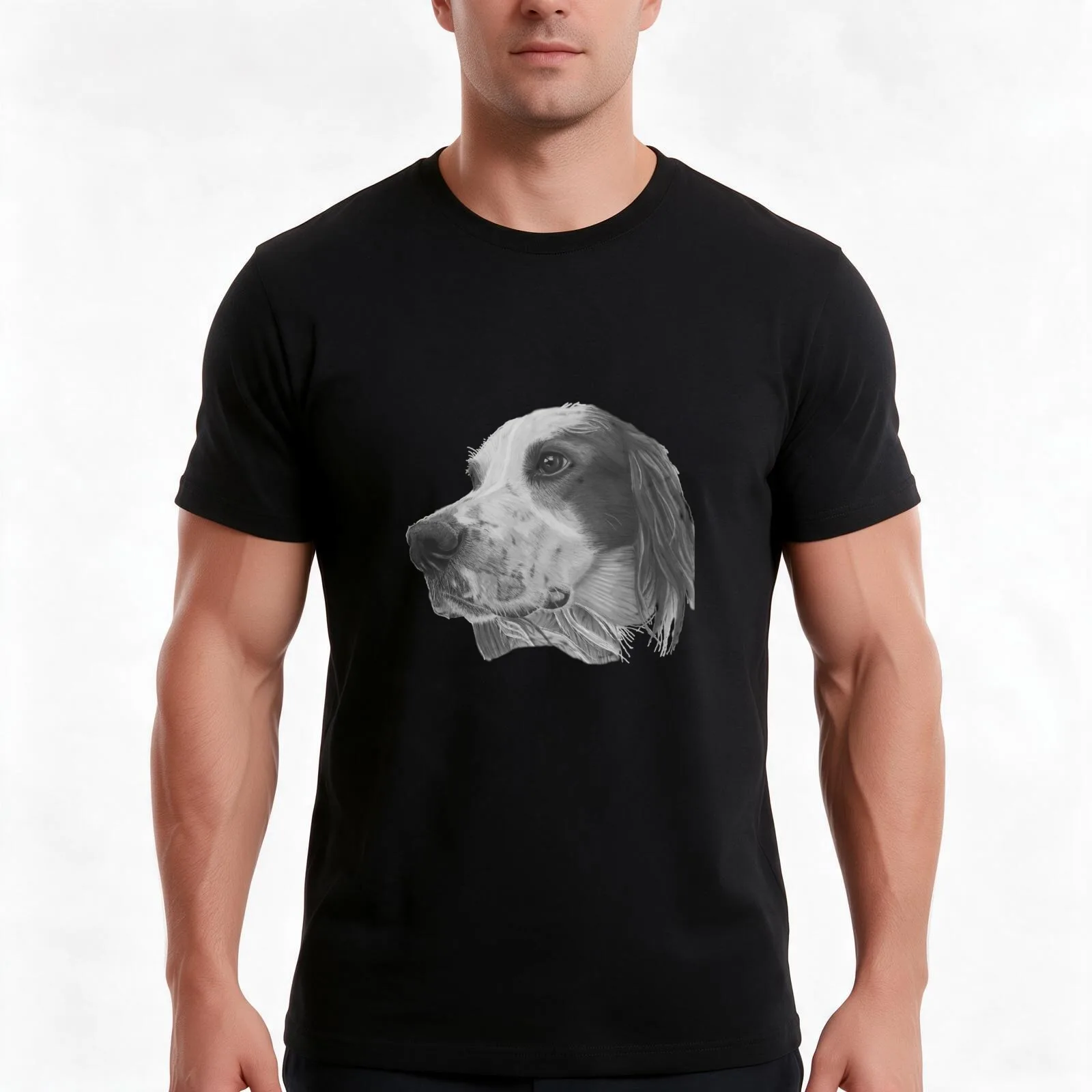 Monochrome Irish Red and white Setter T-Shirt, Summer Casual Cotton Tee, Oversized Streetwear Tops, Vintage Graphic Print