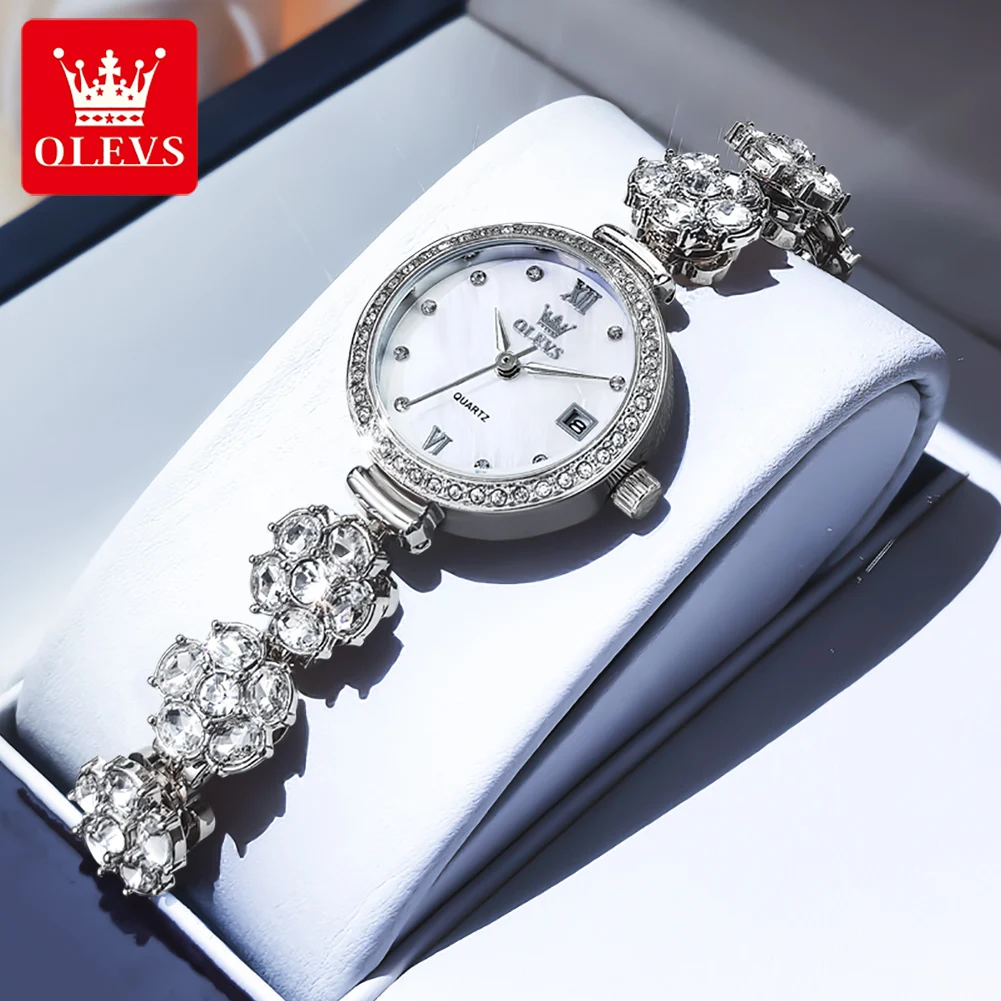 OLEVS 5638 Women Watches Elegant Luxury Original Quartz Watches Chain Strap Waterproof  Diamond Bracelet Ladies Date Watch New