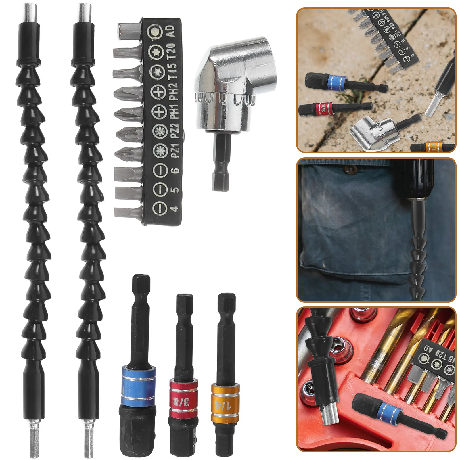 Drill Bits Extension Right Angle Adapter Drills Driver Flexible Accessories Angled Attachment