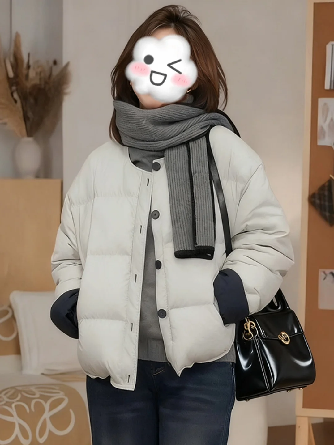 

Корейская свободная утепленная хлопковая куртка-пуховик для женщин больших размеров, с воротником-стойкой, модное зимнее пальто