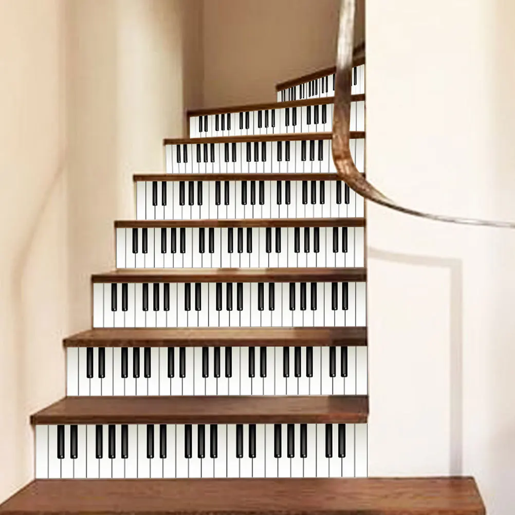 

2pcs Keyboard Stair Stickers 18X116Cm Pvc Waterproof Removable Self-Adhesive Home Bar Decor Piano Staircase Wall Decal