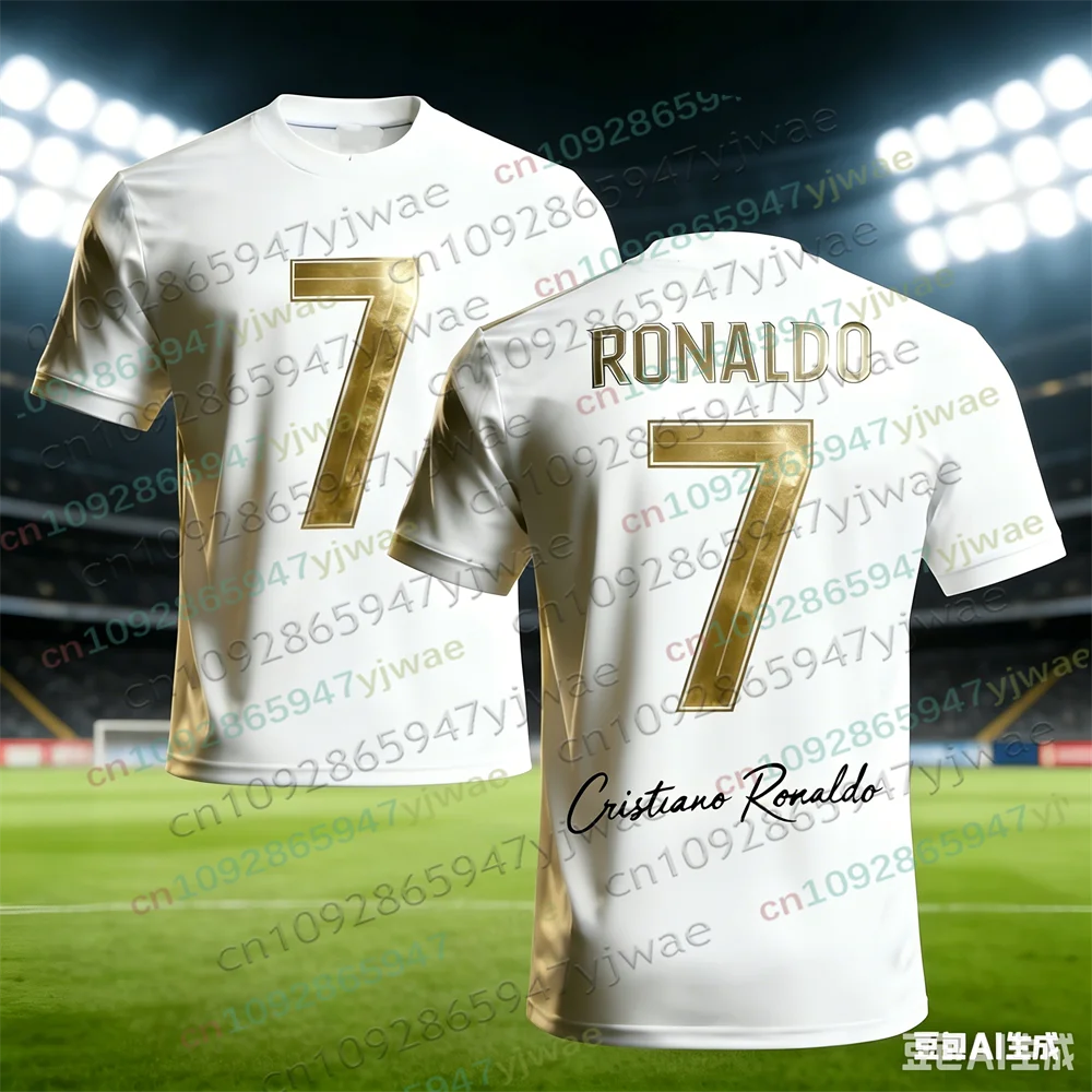 Sonderedition Ronaldo Nr. 7 Fußballtrikot T-Shirt Shorts Set Damen Herren Sportbekleidung Harajuku Sommer Casual Kinder T-Shirt oder 2-teiliges Set – Detail 7