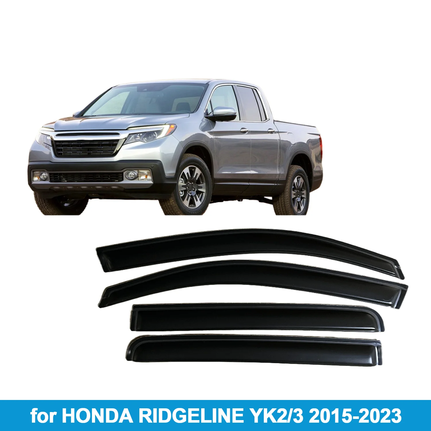 

Window Visor for HONDA RIDGELINE YK2/3 2017-2025 Rain Guard Side Vent Deflector Weathershield Outside-Mount Tape On