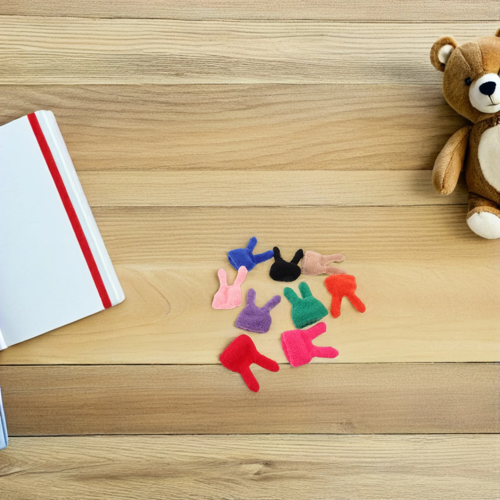 9 قطعة صغيرة اليدوية أرنب الأذن قبعة محبوكة قبعة صغيرة الشتاء أغطية الرأس اكسسوارات DIY بها بنفسك عيد الفصح حفلة صغيرة الحياكة القبعات