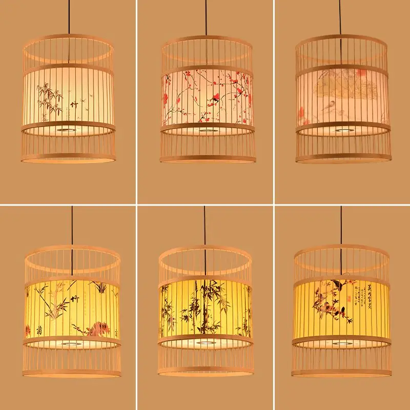 Chinese style hotel, restaurant, box, bamboo art chandelier, restaurant, hot pot restaurant, lighting, bamboo woven lantern