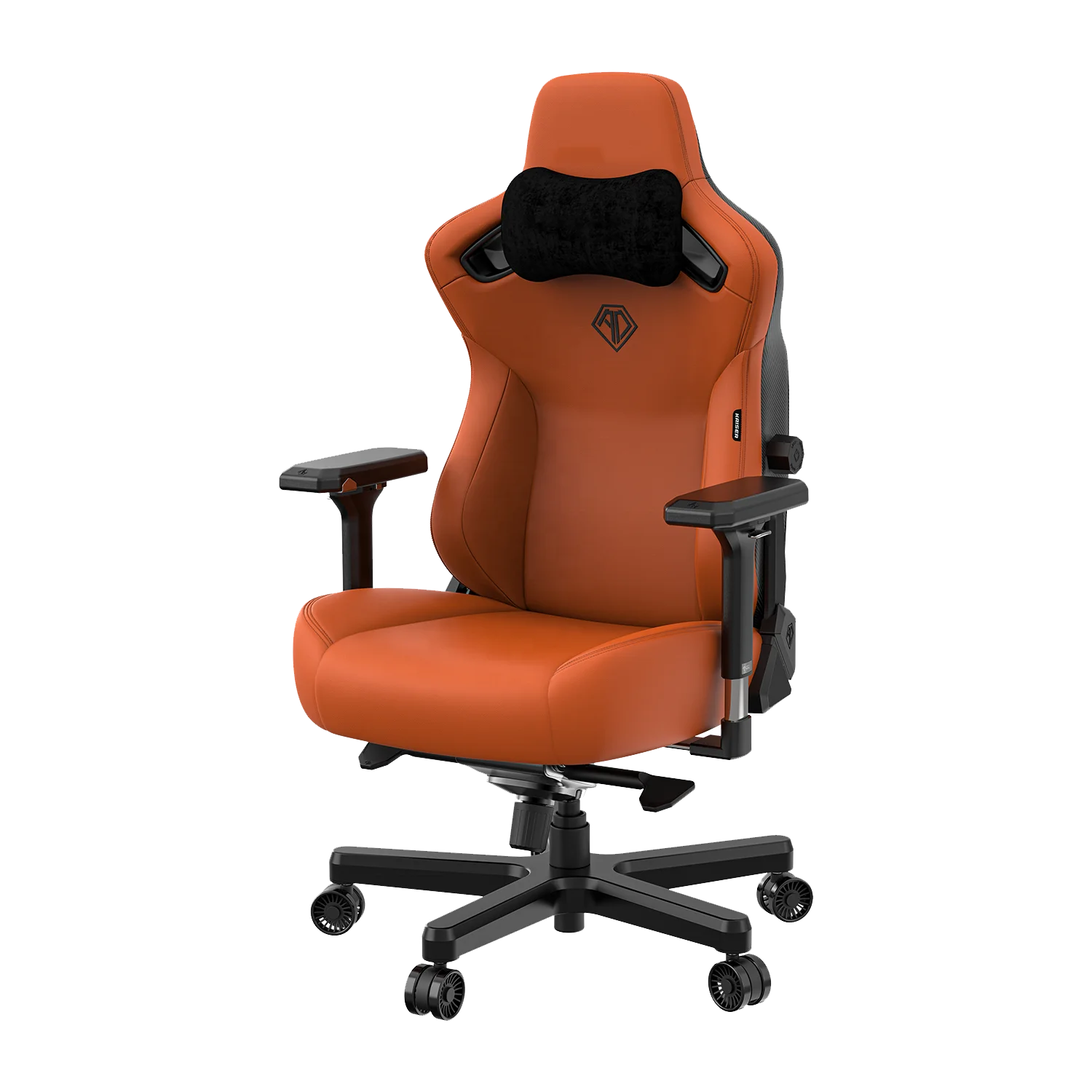 Blaze Orange Modern High Back Tall Ribbed PU Leather Swivel Tilt Adjustable Executive Office Chair Gaming Chair for Tall Adults