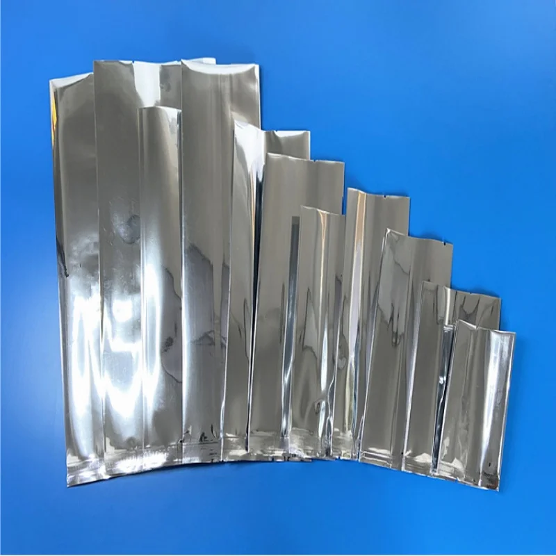 

100PCS Glossy Silver Aluminum Foil Sides Gusset Bags Open Top Coffee Beans Snack Coffee Tea Dried Fruits Gifts Packaging Pouches