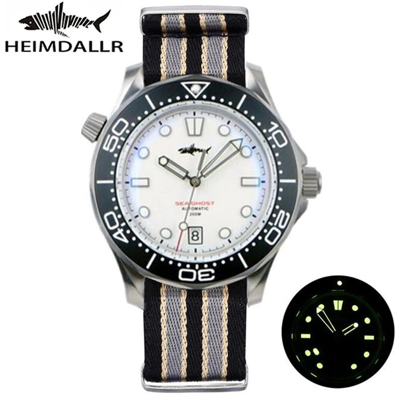 

Heimdallr Titanium 007 Sea Ghost NTTD Men's Diver Watch 20ATM NH35A Automatic Movement C3 Luminous Blue Black White Dial