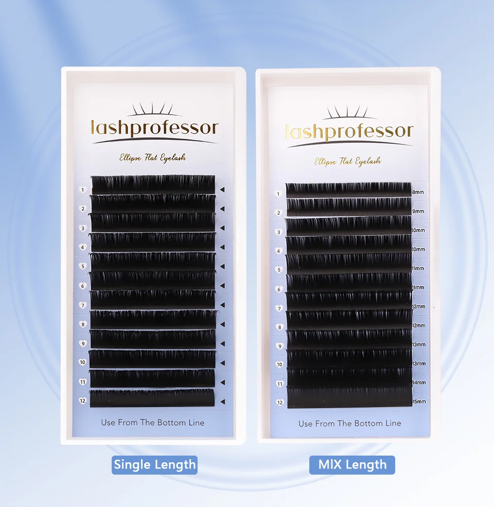 Double Split Tips flache Ellipse Wimpern dunkel mattschwarz super weich klassische Wimpern verlängerungen flach geformte Wimpern Make-up Cila – Detail 3