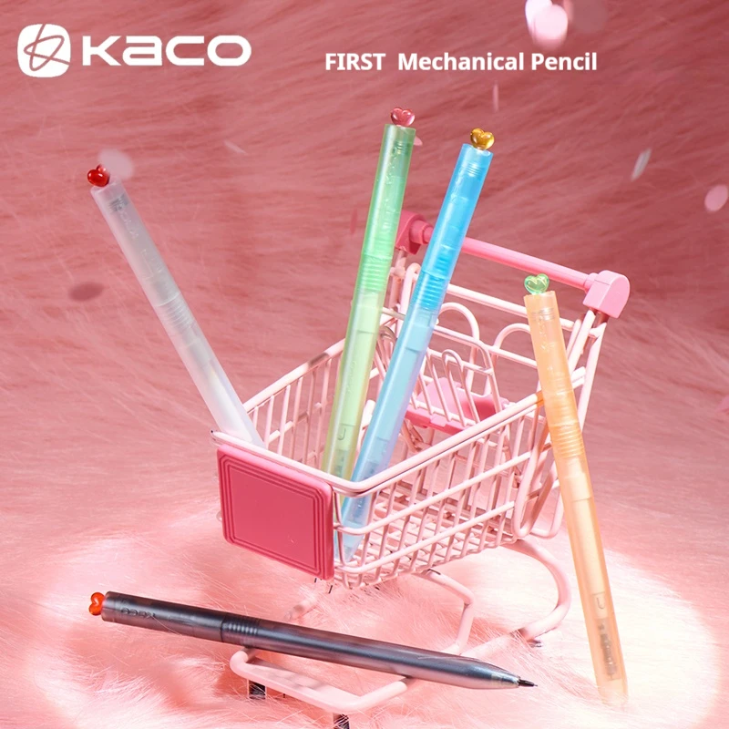 KACO FIRST Mechanical Pencil Rotating Automatic Core Creative Transparent Color Pen Holder,0.5mm Writing Exam Stationery Pencil