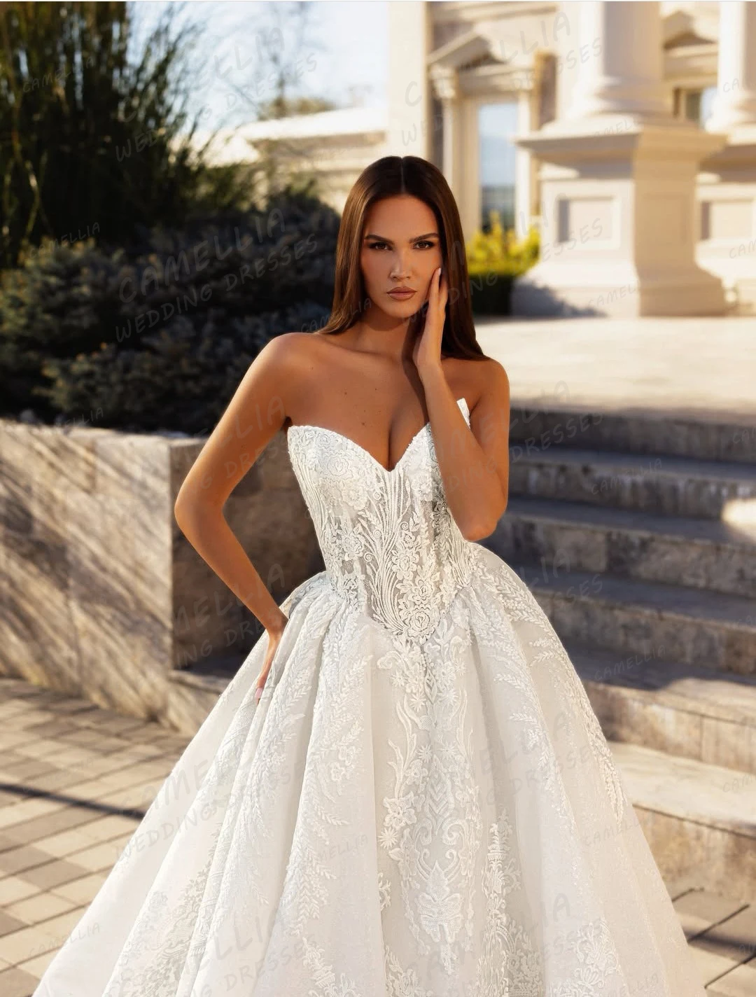 Wykwintne suknie ślubne w kształcie litery A, seksowne, z koronkowymi aplikacjami, suknie balowe dla kobiet, falbany, Vestidos De Novia, szyte na miarę.