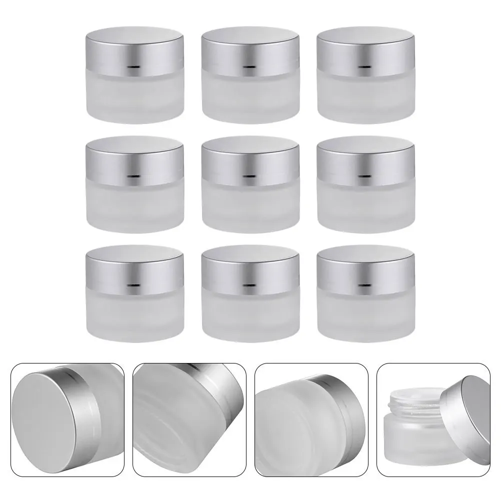 

9Pcs 20g Frosted Glass Cream Jar Air-Tight Seal Makeup Bottle Lightweight Elegant Design Creams Jar Makeup Dispenser
