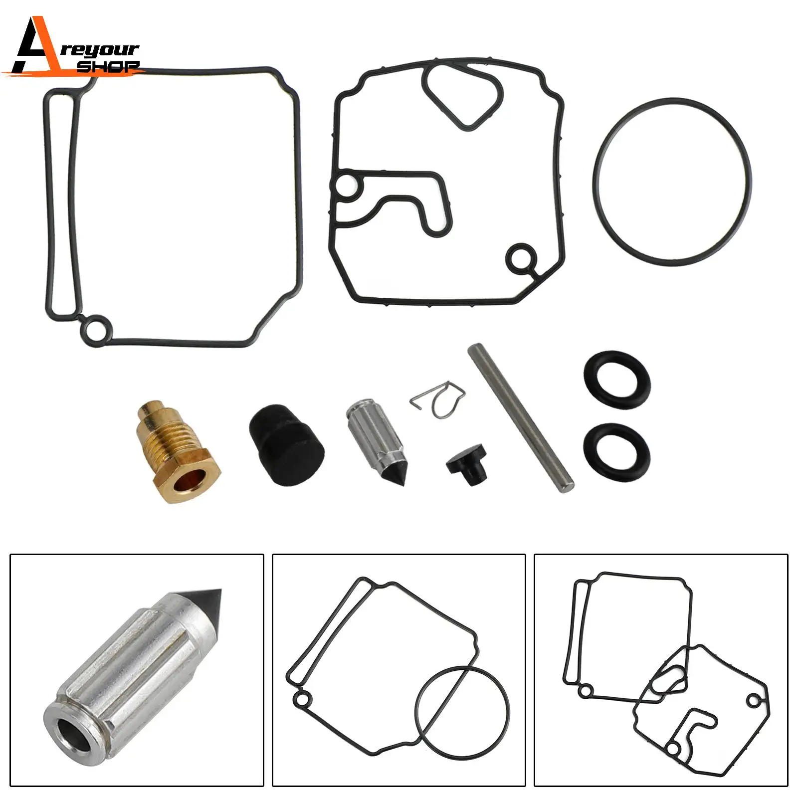 Areyourshop Carburetor Carb Rebuild Kit fit for Yamaha 75 80 90 HP 2-stroke 6H1-W0093-10-00 Motorcycle Parts