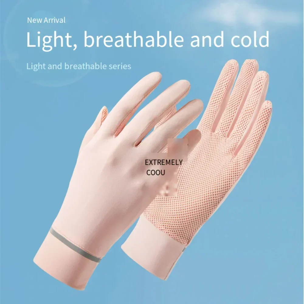 Summer UV Protection Thin Ice Silk Gloves Quick Dry Sunscreen Gloves Cool Driving Cycling Anti-slip UPF50+ Gloves for Women