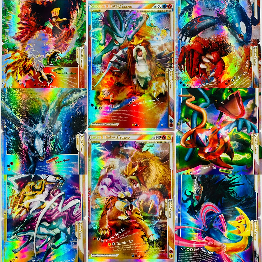 

Pokemon PTCG Ho-Oh Lugia Raikou Kyogre Groudon игрушки хобби хобби коллекционные предметы коллекция игр аниме карты