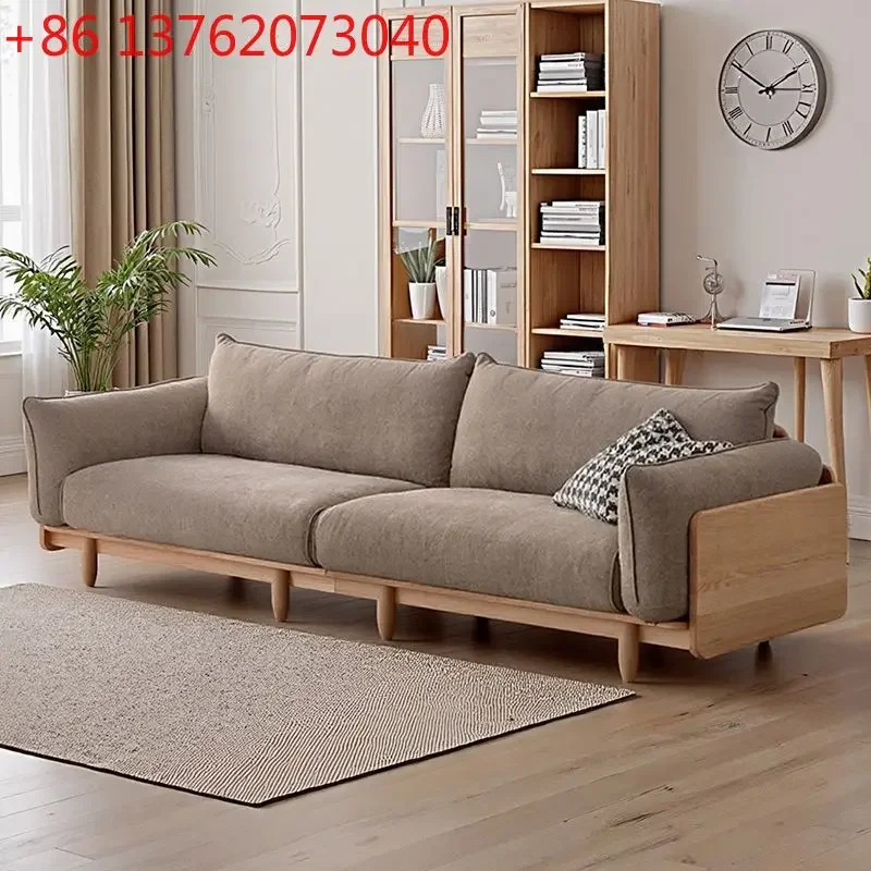 

Log style solid wood sofa modern simple antique style living room home log straight row sofa