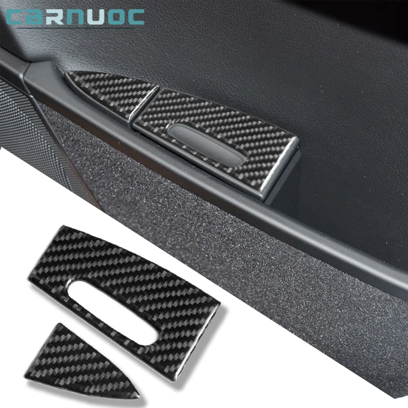 

2Pcs/set Carbon Fiber Rear Door Ashtray Stickers For Porsche Cayenne Sport SUV 2003-2010 Car Interior Decorative Accessories